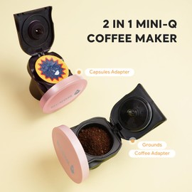 Single Serve Coffee Maker For K Cup Pod and Coffee Grounds /Tea, Fast Brew in 2 minutes, 2 IN 1 One Button Coffee Machine 4-8 Oz Brew Sizes, Stylish＆Compact For Home, Office, RV and Dorm, Pink