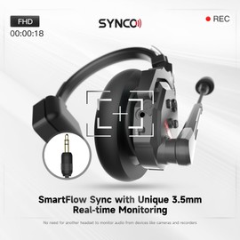 BAFONGCINE SYNCO XTalk X1 Wireless Headset Intercom System,2.4GHz Full Duplex 350M/1148FT Real-time Monitoring,20-Hour Battery Life Telephone Headsets for Team Communication