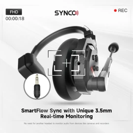 BAFONGCINE SYNCO XTalk X1 Wireless Headset Intercom System,2.4GHz Full Duplex 350M/1148FT Real-time Monitoring,20-Hour Battery Life Telephone Headsets for Team Communication