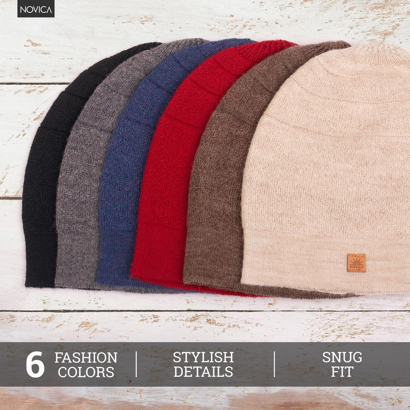 NOVICA Alpaca Blend Knit hat, 'Slate Minds' Grey