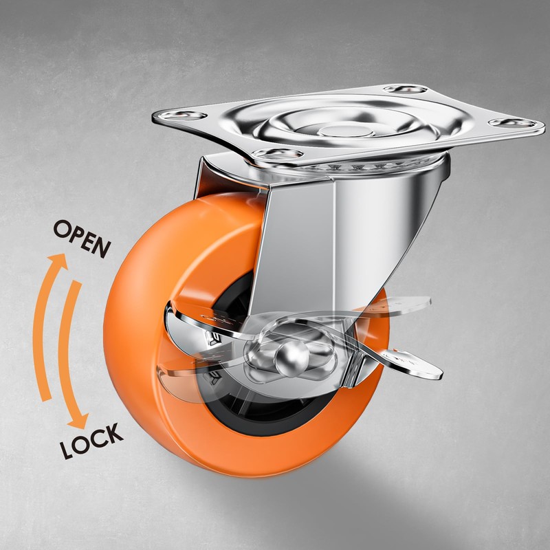 2 Inch Casters, ASHGOOB Caster Wheels with Side Brake, Locking