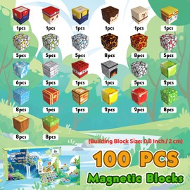 CraftyNest 100PCS Magnetic Blocks for Kids 4-8, Magnetic Building Blocks Cubes, Stacking Magnetic Building Tiles Toys for Kids Toddlers Boys Girls Ages 3 4 5 6 7 8-12 Birthday Gifts