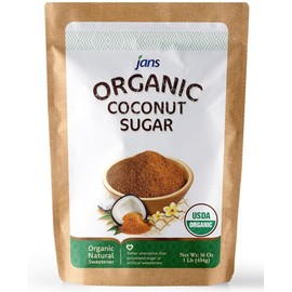 Jans Organic Coconut Sugar 16 oz | Made from Fresh Coconut | Gluten-Free | Non-GMO | Low Glycemic | Paleo & Vegan Friendly | Mild Caramel Flavor | USDA Certified Organic (Pack of 1)