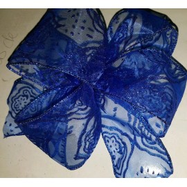 Handmade Small 5-6" Handmade Hand Tied Wired Blue Bow