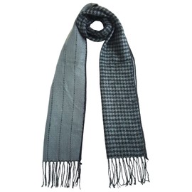 Mehrunnisa Double Sided Plaid Woolen Long Scarf/Muffler – Unisex (Grey)