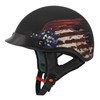 VCAN Cruiser Solid Flat Black Half Face Motorcycle Helmet (Flag,