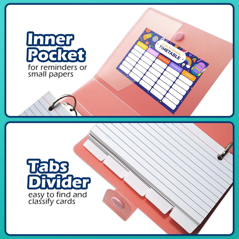 3x5 Lined Index Cards with Ring Binder Holder and Dividers,
