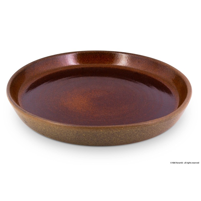 K&K Keramik Saucer Diameter 16 cm Brown Glossy Flower Pot