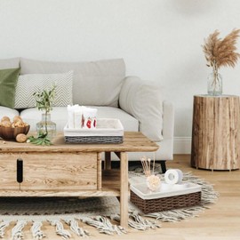 3PCS Handmade Storage Baskets, Wicker Storage Basket Set, Over Toilet Paper Reserve Baskets, Boho Decorative Home Storage Bins, Organizing Basket for Closet, Bedroom, Bathroom, Entryway, Office(grey)