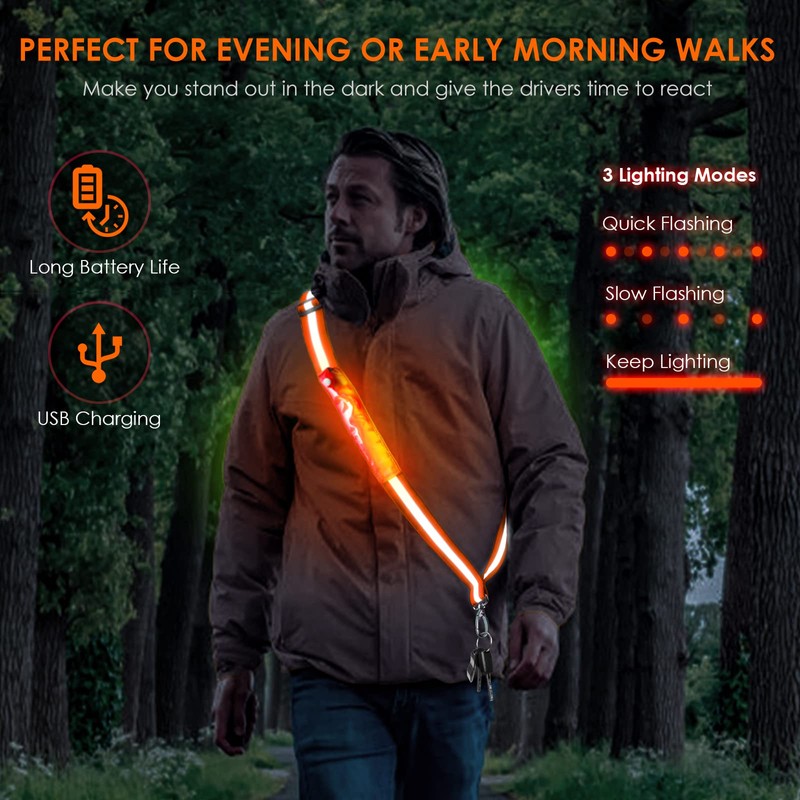 Todoxi LED Belt Reflective Sash for Walking at Night, High