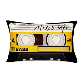 Xihomeli 12x20 Inch Throw Pillow Covers Black Old Retro Cassette Tape Pattern Design Cotton Linen Matthew 80s Rock Side A Quote Music Style Lumbar Cushion Case Home Sofa Decorative (Matthew 80s)