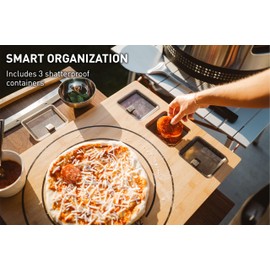 Solo Stove Pi Cutting Board with Containers| Large Chopping Board w/ 3 Shatter-resistant Containers w/Lids, Bamboo Cutting Board for Kitchen, Anti-Slip Rubber Feet, Board Size: 45,7 x 60 cm