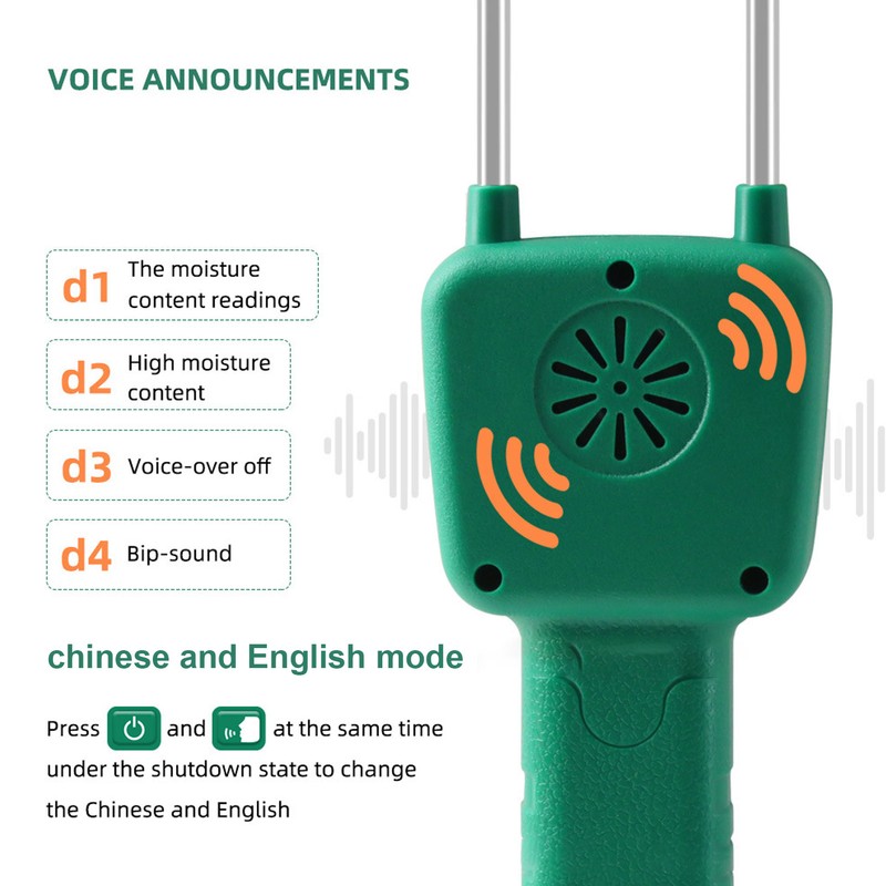 Hay Moisture Meter Wheat Soybean Grain Moisture Tester LCD Display