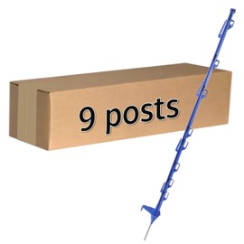 EFencSolv Step-in Fence Post (9 Pack), 42 Inch, with 12 lugs for Holding Wire and Tape, Blue