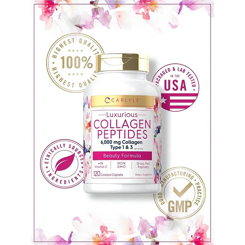 Carlyle Peptidos De Colageno con Vitamina C 6,000mg 120 Cápsulas