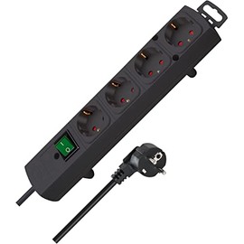 Brennenstuhl Power Strip 4 x 2,0 m black (German Import)