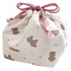 Lunch Drawstring Cute Animal Character Bento Bag with Gusset, 10.6 x 7.5 x 5.3 inches (27 x 19 x 13.5 cm), Poodle