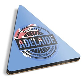 1 x Triangle Coaster - Adelaide Australia Australian Flag Cork Backed MDF Glossy Tea Coffee Accessory #6116