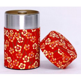 KOTODO Washi Paper Tea Tin Canister: Long 3.5oz (100g) Flower of Happiness (#85), Japan
