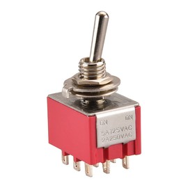 Heschen MTS-302 ON-ON 3PDT 9 Pin Miniature Toggle Switch 2A 250V, 6A 125V, UR Listed, Pack of 2