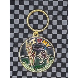 I LOVE MY GERMAN SHEPHERD KEYCHAIN (GERMAN SHEPHERD SUNCATCHER  KEYRING)