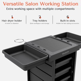 TASALON - Carrito de salón - Carrito rodante para almacenamiento adicional - Carrito multiusos de 6 bandejas - Bandeja de tatuaje