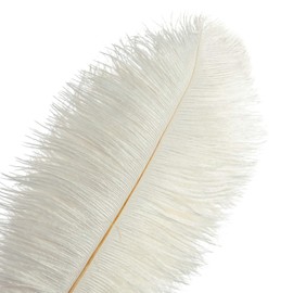 Piokio 20 pcs Natural White Ostrich Feathers 12-14 inch(30-35 cm) Bulk for DIY Christmas Decorations, Wedding Party Centerpieces, Gatsby Decorations