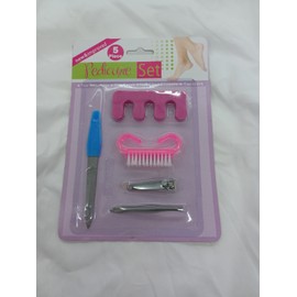Unbranded 5 piece Pedicure Set toe separator nail brush file clippers tweezers colors vary