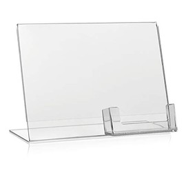Set of 2 DIN A5 advertising stands, L-stand, L stand in landscape format with extra business card holder as table stand, made of original Plexiglas