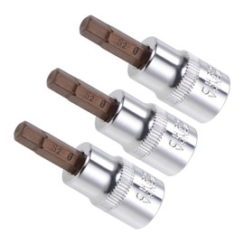 CoCud Hex Bit Socket, Metric H6 (6mm) Bit 3/8" Drive 1.5" Long, S2 Alloy Steel Heat Treated CR-V Socket - (Applications: for Fastener Application), 3-Pieces