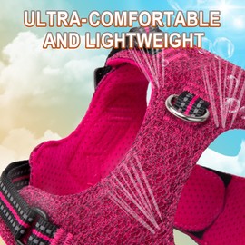 Dog Harness Step in Dog Vest Harness, Reflective Adjustable Puppy No Pull Harness Breathable Soft for Small and Medium Dogs Cats, Pink/Black, XXS