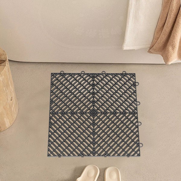 Unbranded 12x12x0.5 Inch 55PC Deck Tile Black Rubber Tiles Interlocking