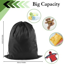 Large Laundry Bag,2 Pack Waterproof Travel Laundry Bag,Foldable Dirty Clothes Storage Bag with Drawstring Closure for Travel Bedroom Laundry room Dormitory(50x60cm Black)