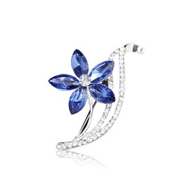 sunjiaqi Forget Me Not Flower Brooch Vintage Female Women Rhinestone Crystal Brooch Pins Wedding Banquet Party Breastpins Badge Lapel Pin Shining Jewelry Gift for Girls Ladies Blue