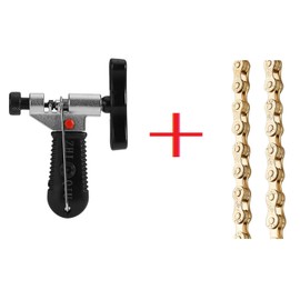 ZHIQIU FSC 6,7,8 Speed 116L Bicycle Chains, Silver,Gold (1/2x3/32-Inch) (Gold+Chain Tools)