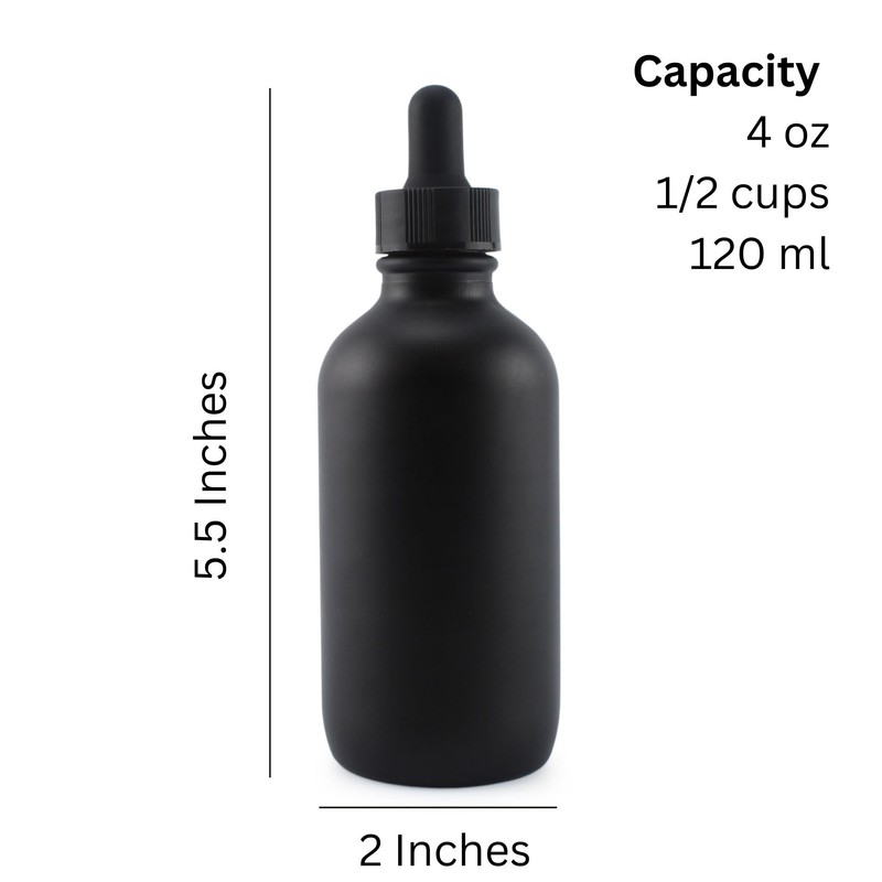 Cornucopia Brands 4oz Black Glass Dropper Bottles (Pack of 6)