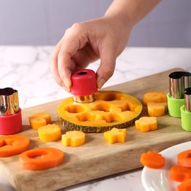 JIHUOO 12 Pcs Vegetable Cutter Shapes Set Mini Size Cookie Cutters Fruit Stamps Molds Small Sandwich Cutters Decorative Food Cutters Kids Food Cutter Shapes