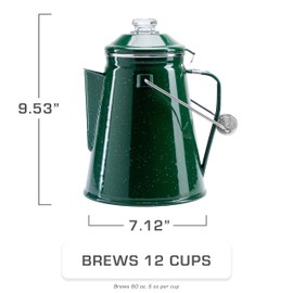 COLETTI Classic Percolator Coffee Pot — The Most Nostalgic Camping Coffee Pot, Now Modernized [Green Enamel, 12 Cup]