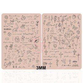 3mm Thick Tattoo Fake Skin Double Sides Pre-printed Fine Line Practice Skin with Tiny Tattoo Stencils for Machine Precise Tattooing (1pc Pink Pad)