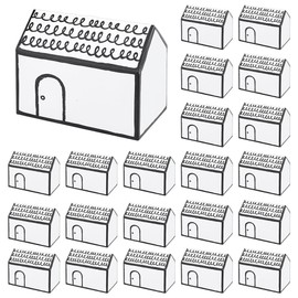 BENECREAT 25 x Gift Boxes in House Shape, 13 x 7 x 10 cm, White Paper Candy Box, Cardboard Treat Boxes for Wedding, Baby Shower, Birthday Party