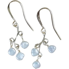 Beads by Bettina Handmade Lightweight Gold Tone Pearl Cluster Drop Earrings on Ear Wires