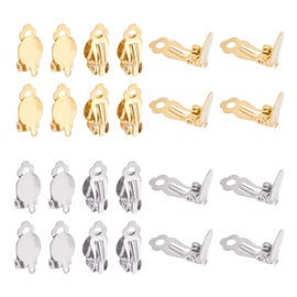 UNICRAFTALE 60 Pieces 2 Colours 304 Stainless Steel Ear Clips Earrings Flat Round Golden Ear Clips Blanks Tray DIY Non-Pierced Earrings Accessories Clip-On Earring Converter for Earrings Jewellery