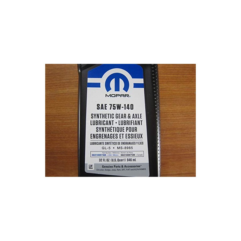 Mopar One Quart SAE 75W-140 Lubricante sintético para engranajes y
