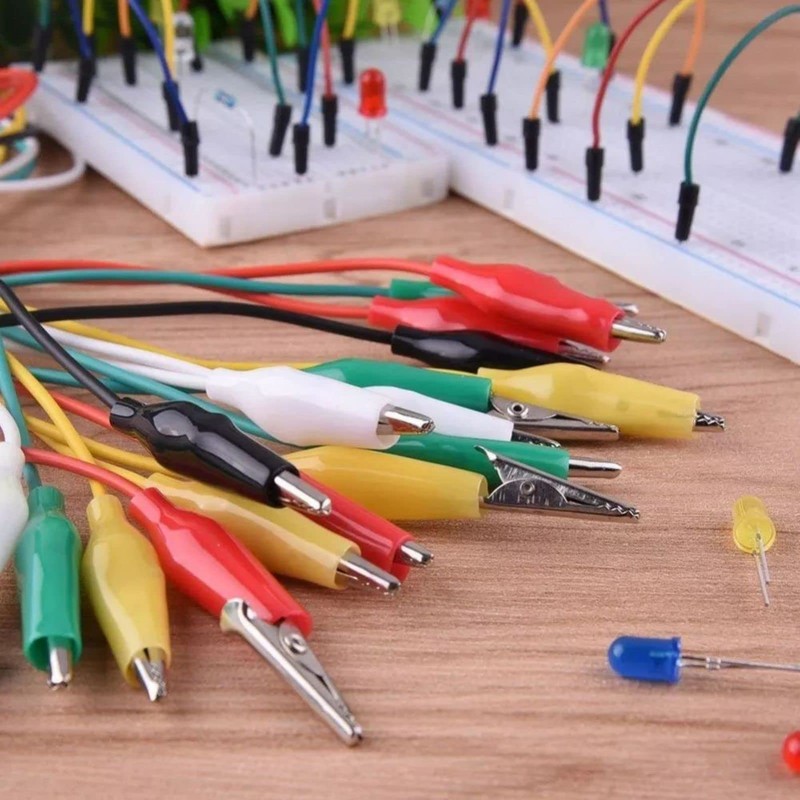 Pack of 30 Alligator Clips with Cable, Test Leads with