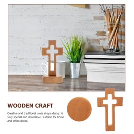 SEWACC Wooden Standing Cross, Wooden Crosses Decorative Standing Wooden Cross Cross Decoration for Home