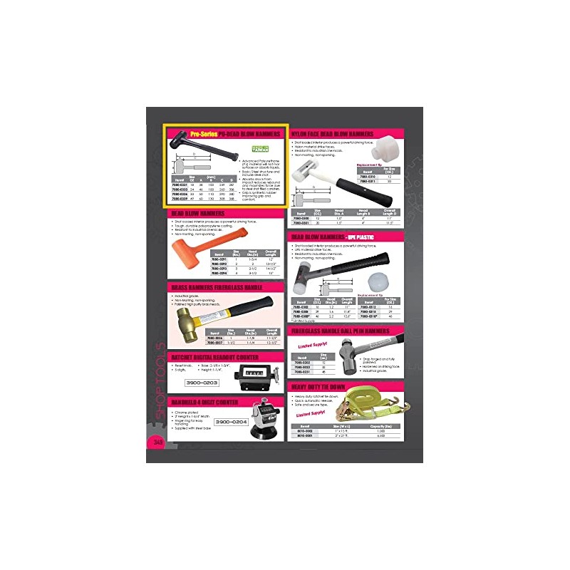Vertex 7080-0331 18 Oz Polyurethane Dead Blow Hammer