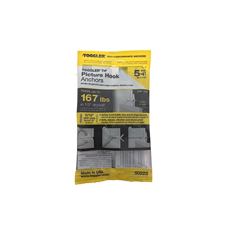 TOGGLER TH Picture Hook Anchor with Screws, Made in US,