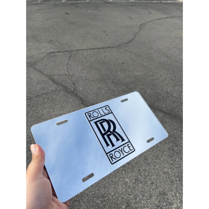 BLVD Rolls-Royce Emblem Acrylic Mirror License Plate Auto Tag