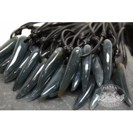 Mayan Mountain SIMPLE JADE PRINCESA BLUE JAGUAR TOOTH CLAW NECKLACE GUATEMALAN JADEITE SJT-03