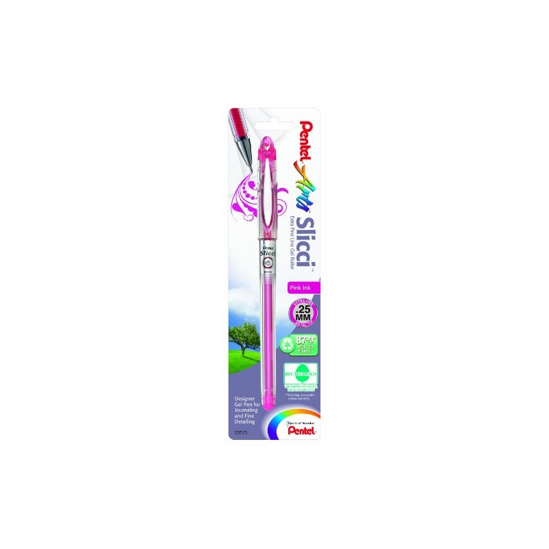 Pentel Arts Slicci 0.25 mm Extra Fine Gel Pen, Pink